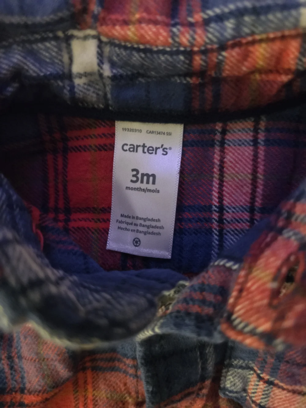 Carter's Red & Blue Plaid Button-Front One-Piece Bodysuits